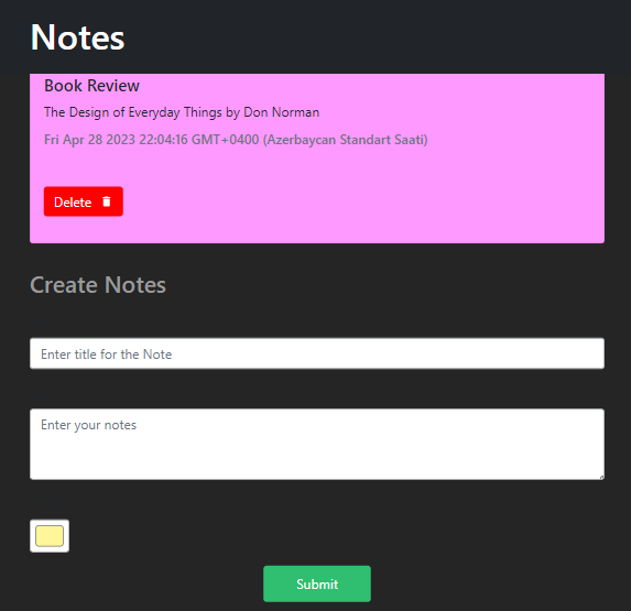 TypeScript Notes App